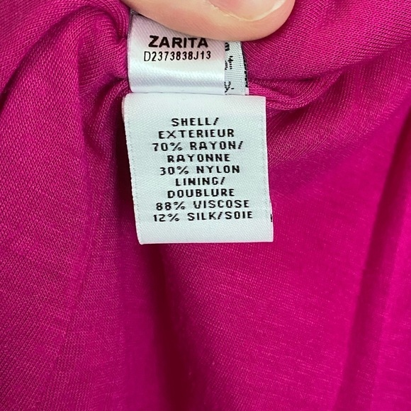 Diane Von Furstenberg Fuchsia Long Sleeve Lace Dress Size 14 - Picture 8 of 9